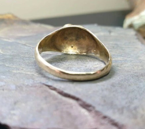 Vintage 9ct GOLD Heart Signet Ring - Size uk S (us 9) - 3.5g