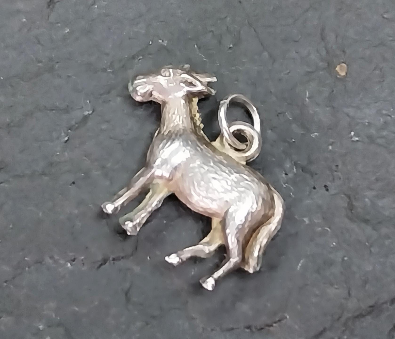 Vtg Silver Goat Charm for Bracelet or Pendant - 0.6g
