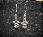 Kit Heath Sterling Silver Dangle Earrings - Rose Drop - 3.2g