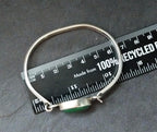 Vintage Sterling SILVER BANGLE Bracelet - with Green Agate Gemstone - 21.8g