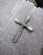 Large Vintage CROSS Pendant Necklace - Sterling Silver on 20" Chain - 7.6g
