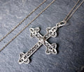 Antique Filigree Cross Crucifix on 18" Sterling Silver Chain - 3.3g