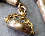 Victorian HAIR Watch chain with Rolled Gold Bloodstone swivel fob - 14" 16.4g