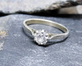 Vintage Art Deco Silver Clear Glass Ring - Size uk Q 1/2 (us 8) - 1.9g