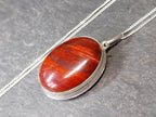 Sterling Silver RED JASPER Agate Locket Necklace  on 18" chain  - 12.2g
