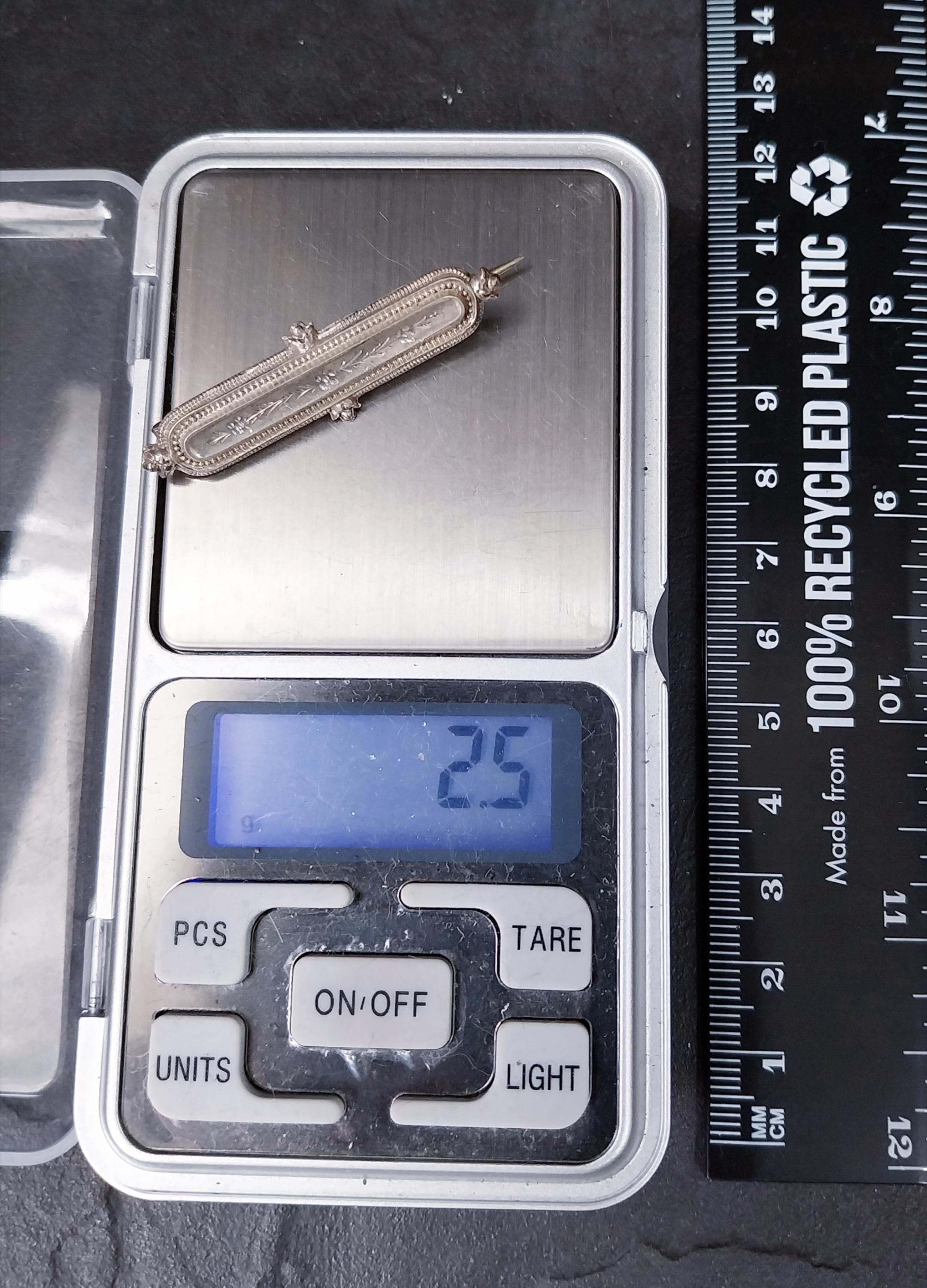 Antique Silver Bar BROOCH - Adie & Lovekin 1893 - 2.5g