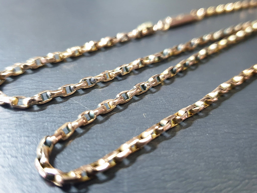 Antique 9ct GOLD Rolo BELCHER Chain Necklace with Barrel Clasp - 17" - 5.3g