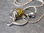 Sterling Silver AMBER CAT Kitten Pendant Chain Necklace 18" Length - 7.1g