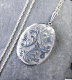 Huge Georg Jensen SILVER LOCKET Necklace, Art Deco  20" Chain 1968- 15.1g