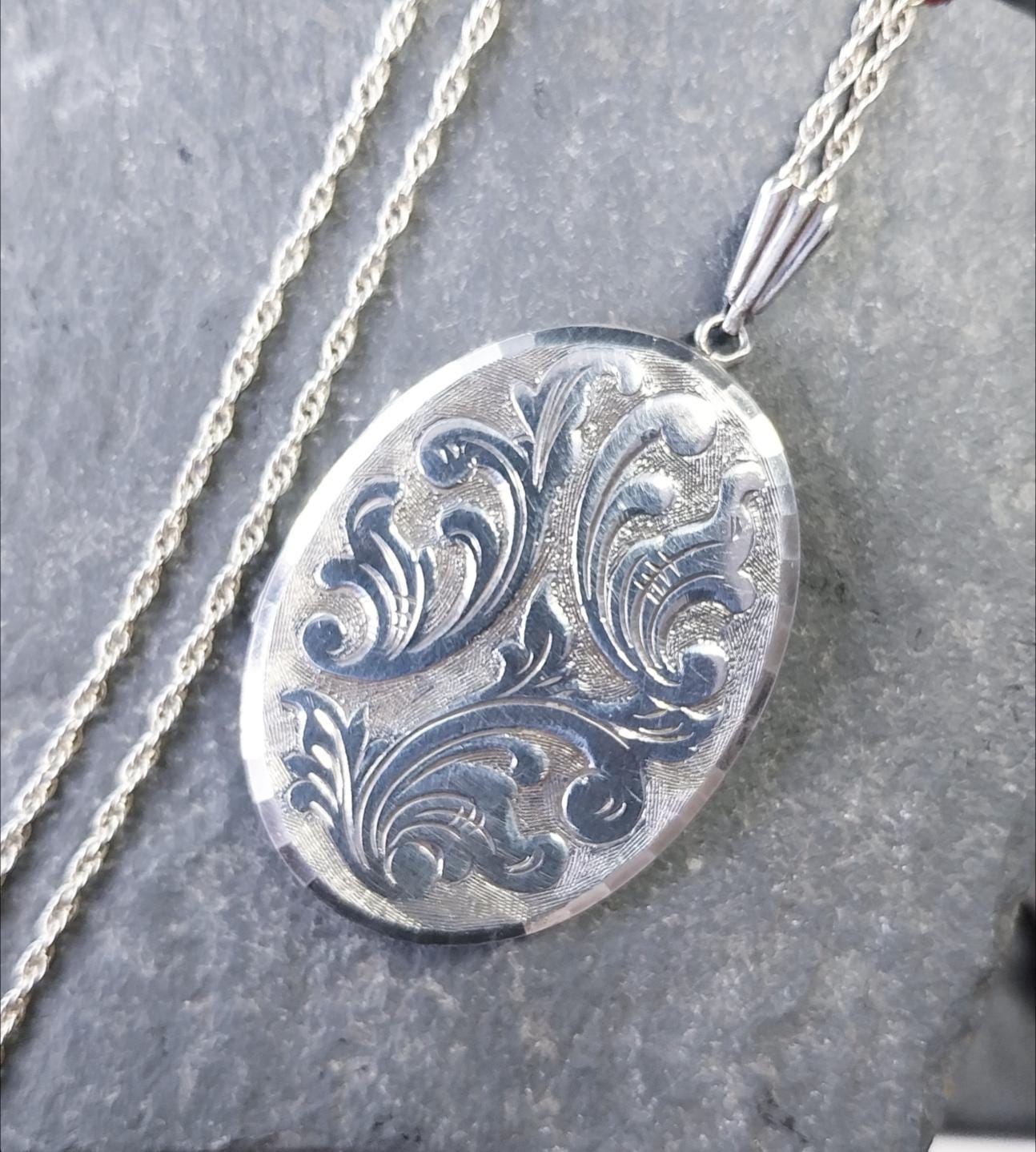Huge Georg Jensen SILVER LOCKET Necklace, Art Deco  20" Chain 1968- 15.1g