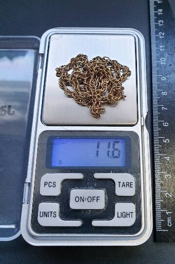 Antique 9ct GOLD Chain Necklace, Multi Link Rope - 23" Long - 11.6g