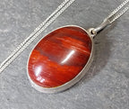 Sterling Silver RED JASPER Agate Locket Necklace  on 18" chain  - 12.2g