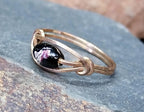 Vintage Rolled Gold Purple Foil/Murano Bead Ring - Size uk R (us size 8.5) - 1.3g