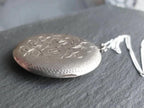 Huge Silver CIRCULAR LOCKET Necklace - Double Rose with 20" Chain - Joseph Smith - 10.9g
