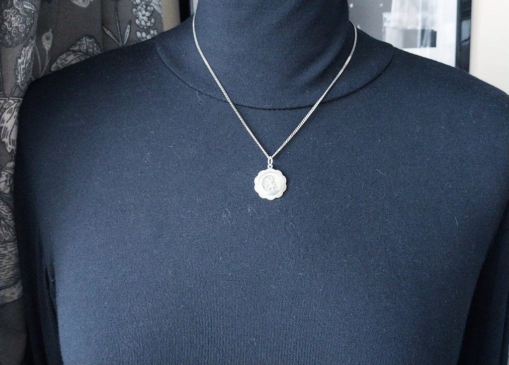 Vintage Georg Jensen St CHRISTOPHER Necklace Pendant on 18" Chain - 7.4g