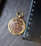 Antique Rolled GOLD MOURNING LOCKET Fob - Braided Hair, Memento Mori - 12.7g