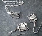 SILVER & ONYX Necklace and Matching Earrings Gift Set - Celtic Knot - 6.1g