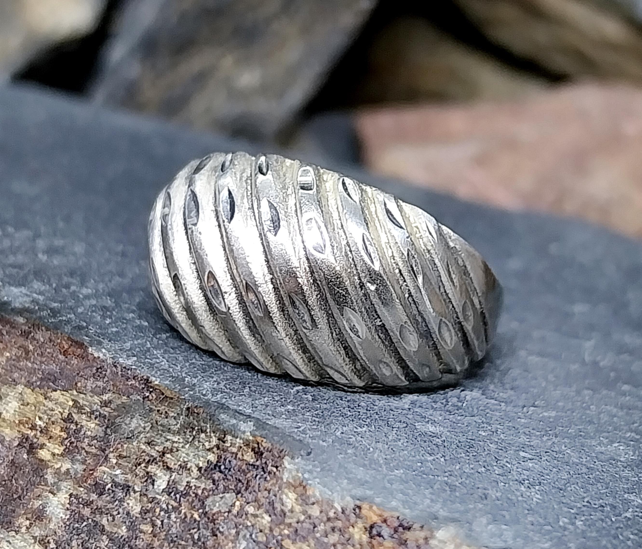 Vintage Sterling Silver Weave Dome RING - Size uk N 1/2 ( us 7) - 4.3g