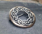 SILVER CELTIC Infinity Knot Brooch with Rose Surround - 4.8g