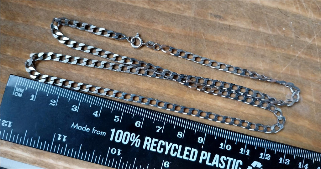 STERLING SILVER Curb Link Chain Necklace - 20" Long - 13.3g