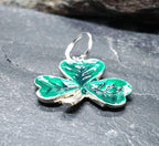 Silver CLOVER SHAMROCK Small CHARM with green enamel - Vintage  0.6g