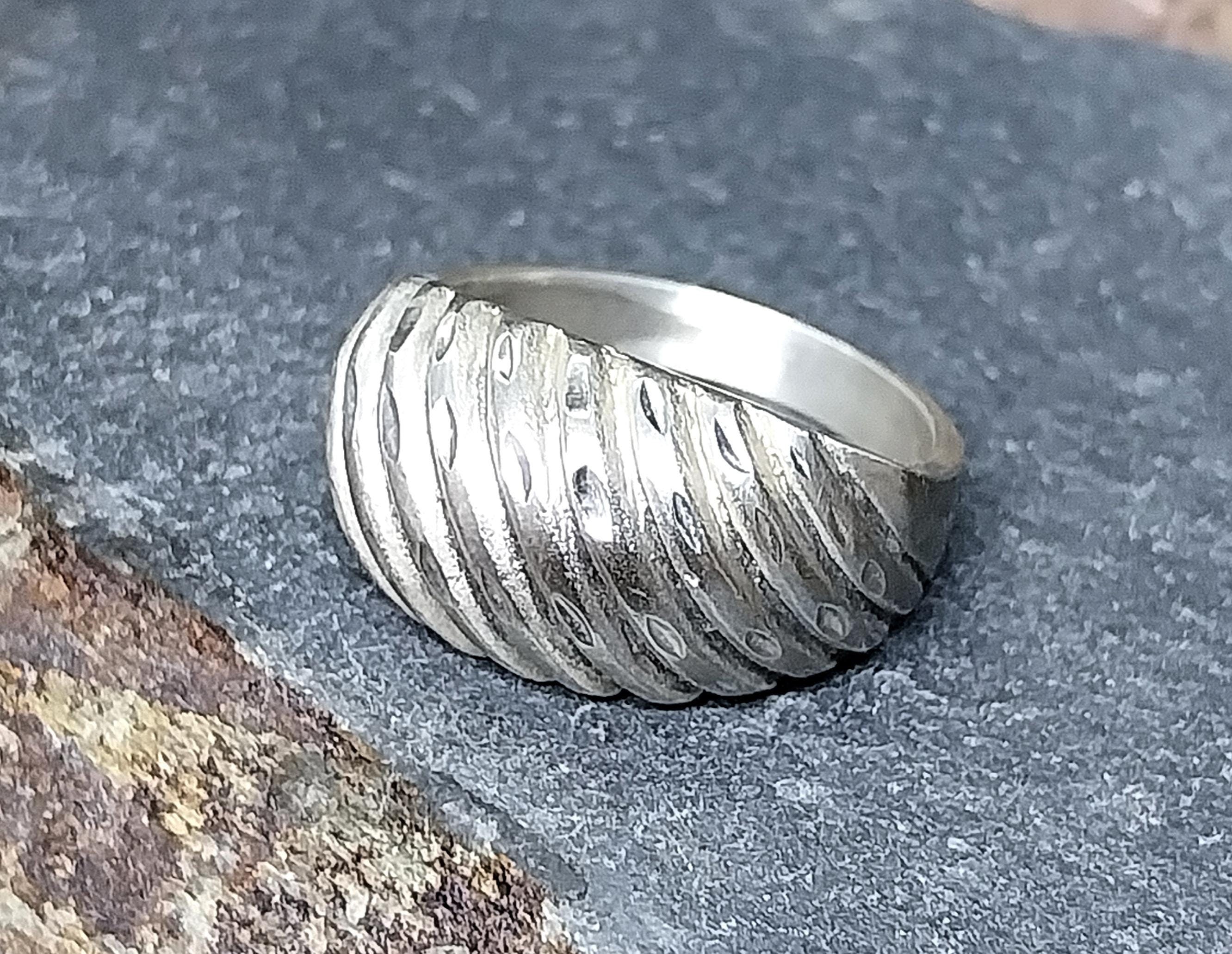 Vintage Sterling Silver Weave Dome RING - Size uk N 1/2 ( us 7) - 4.3g