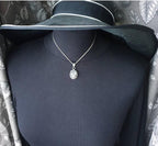 Sterling Silver White Quartz Necklace  on 16" Chain - 6.9g