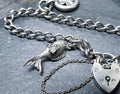 Vintage Sterling SILVER CHARM BRACELET with 2 Charms shamrock - 10.6g