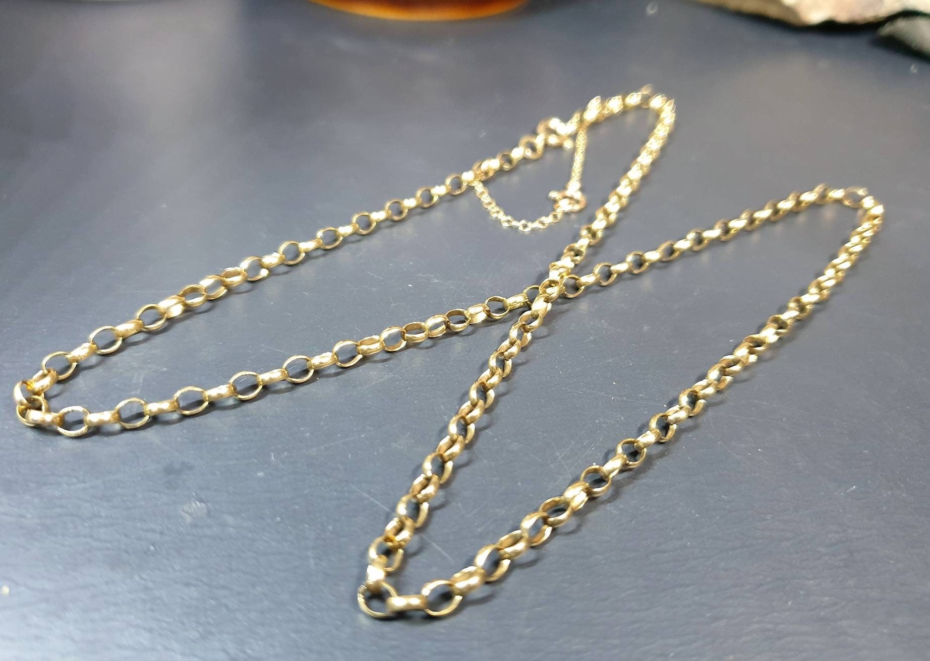 Antique 9ct GOLD BELCHER Chain Necklace with Extender Chain - 20-22" - 7.4g