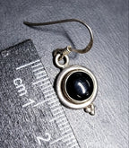Vintage Sterling Silver Black Onyx EARRINGS - Dangling  - 3.7g