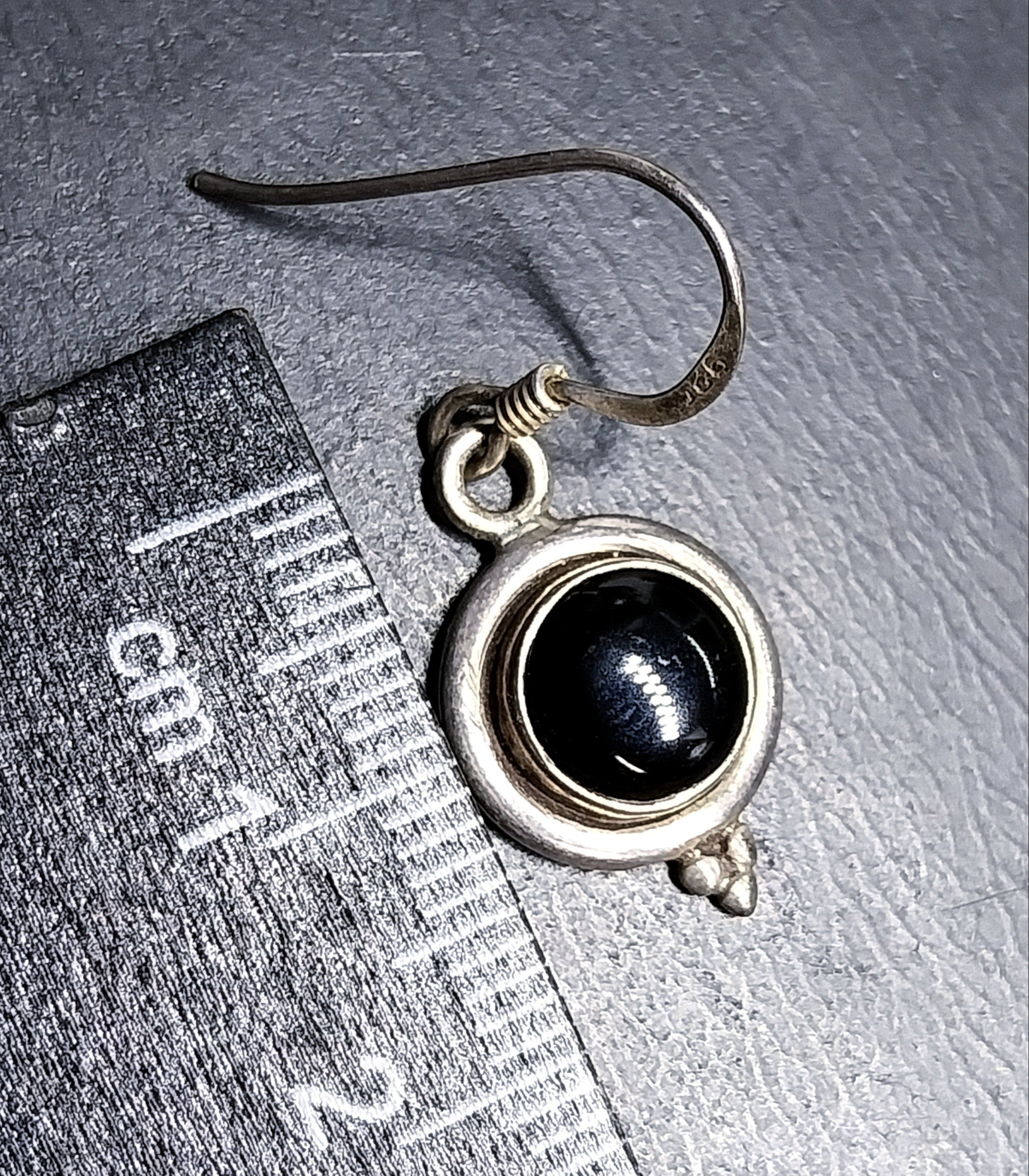 Vintage Sterling Silver Black Onyx EARRINGS - Dangling  - 3.7g