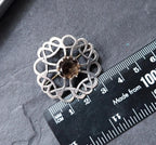 Vintage Smokey Quartz Brooch - Celtic Shawl Pin - 8.1g