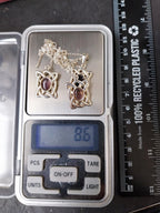 Sterling SILVER Amethyst Necklace and Matching Earrings Gift Set - Celtic Knot - 8.6g