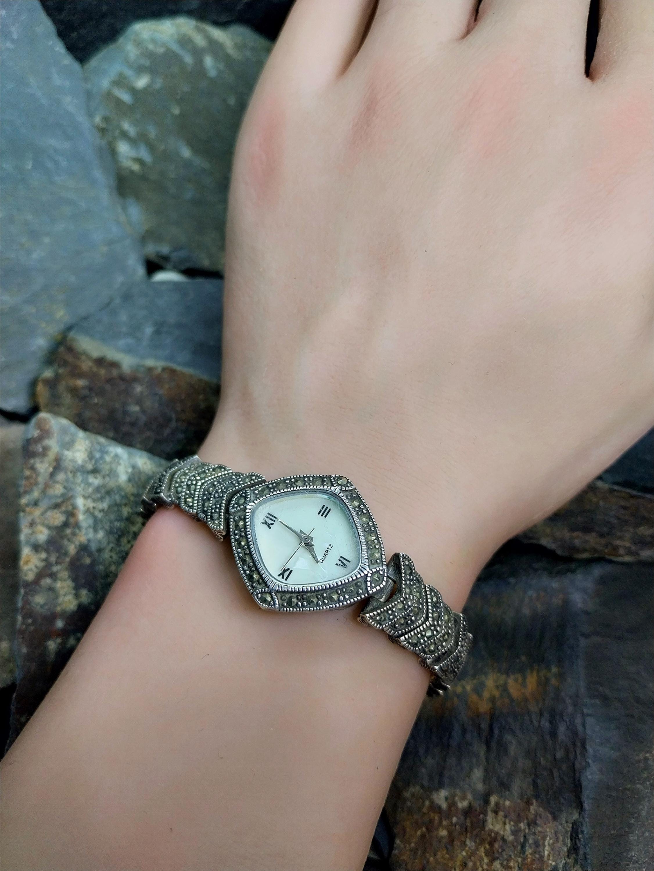 Vintage Marcasite Sterling Silver WATCH - Art Deco Style 17cm - 31.9g