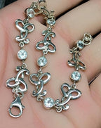 Sterling Silver Bracelet with Celtic Knot Links and Blue Stones -  7.7g