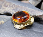 Antique Pinchbeck BROOCH with Brandy Orange Gemstone - 6g