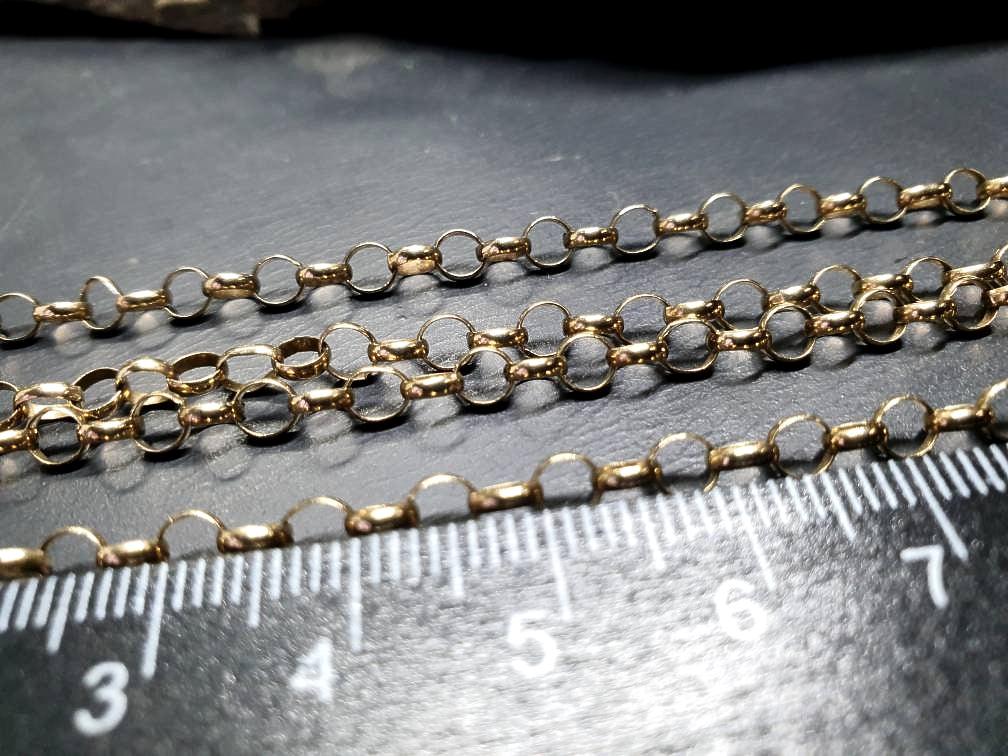 Vintage 9ct GOLD ROLO BELCHER Chain Necklace, 23.5" Long  Hallmarked - 7.3g