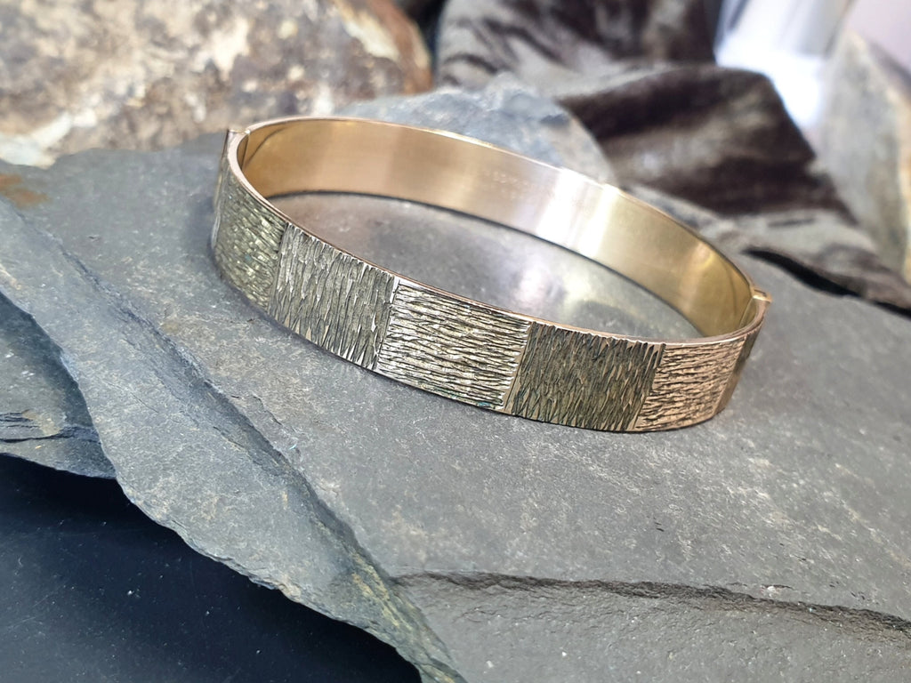 Vintage 9ct Rolled GOLD Wide BANGLE BRACELET - 50 Microns - 17.4g