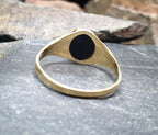 Vintage 9ct GOLD BLACK ONYX Signet Ring - Size uk T (us 9.5) - 2.5g