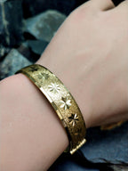 Vintage 9ct Rolled GOLD BANGLE Bracelet Wide with star pattern - 28.7g