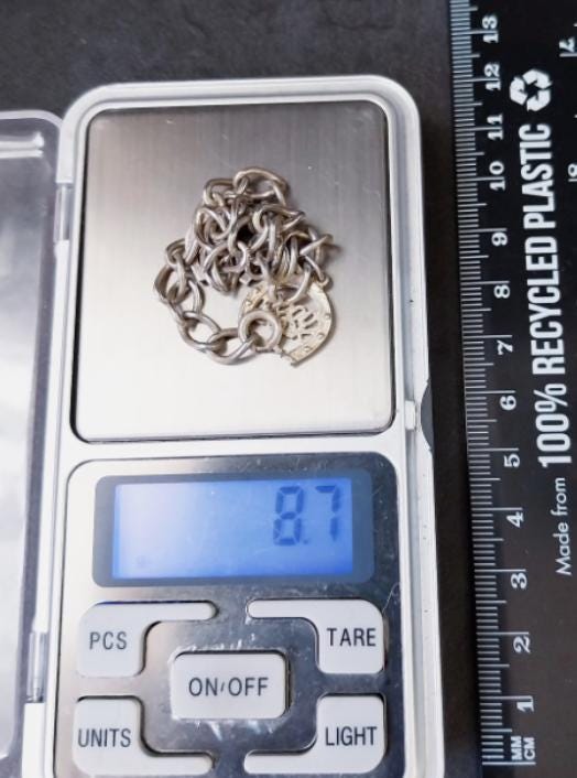 Vintage SILVER Charm BRACELET with Good-luck Horseshoe - 17.5cm - 8.7g