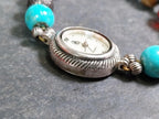 Vintage Sterling Silver WATCH - with Gemstone Bracelet Strap elasticated - 28.6g