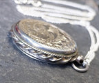 Large Sterling SILVER Oval LOCKET - Double Sided with 20" Chain - 12.1g