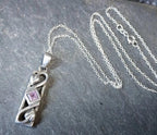 Vintage Sterling PENDANT NECKLACE with Amethyst on 18" - 4.7g