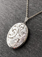 Huge Georg Jensen SILVER LOCKET Necklace, Art Deco  20" Chain 1968- 15.1g