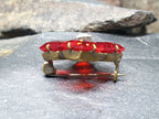 Antique Art Deco Czech BROOCH -Bright Red Coloured Glass  - 3.8g