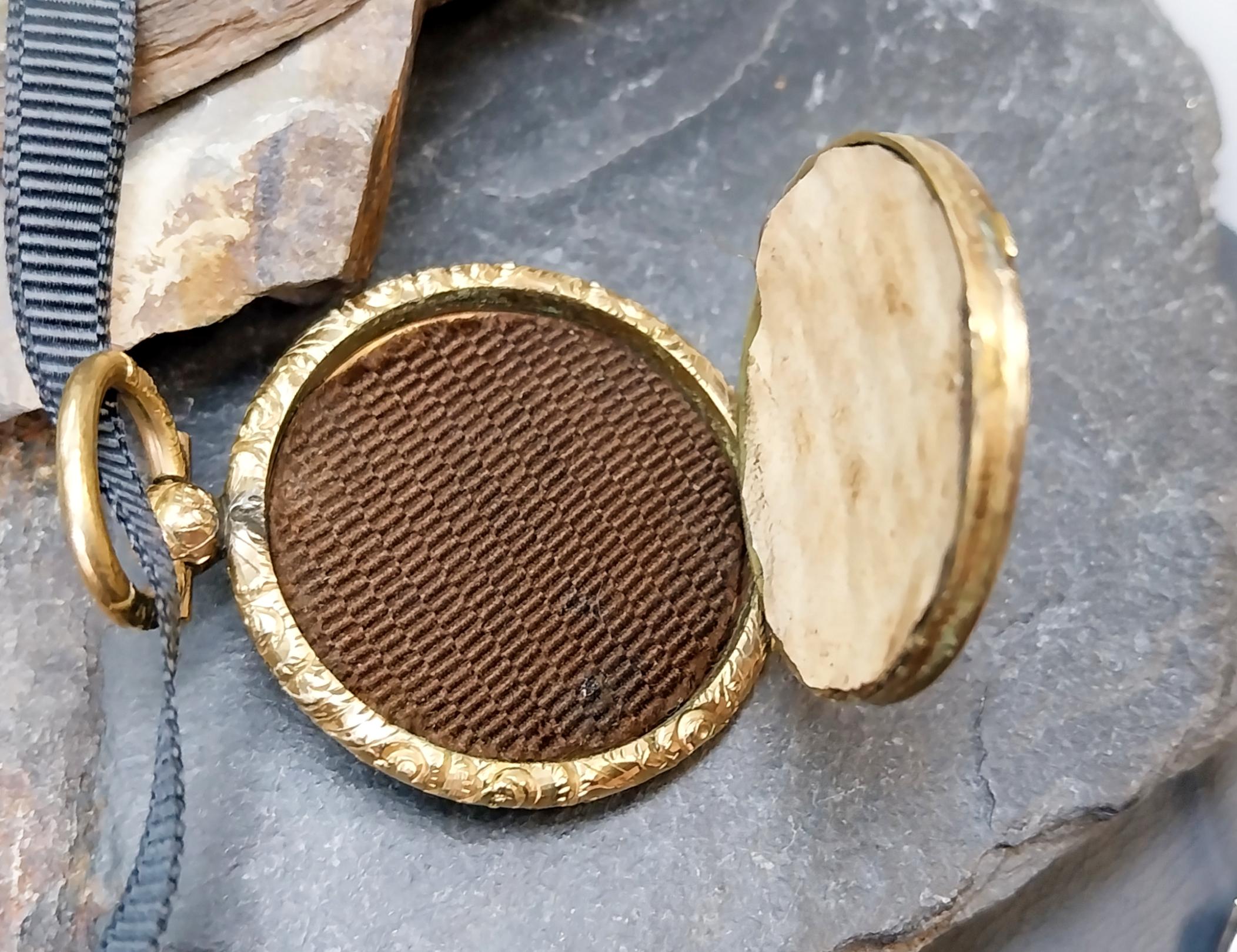 Antique Rolled GOLD MOURNING LOCKET Fob - Braided Hair, Memento Mori - 12.7g