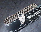 Vintage SILVER Double LINK BRACELET with Padlock Lock Clasp c 1980 - 17cm - 13.7g