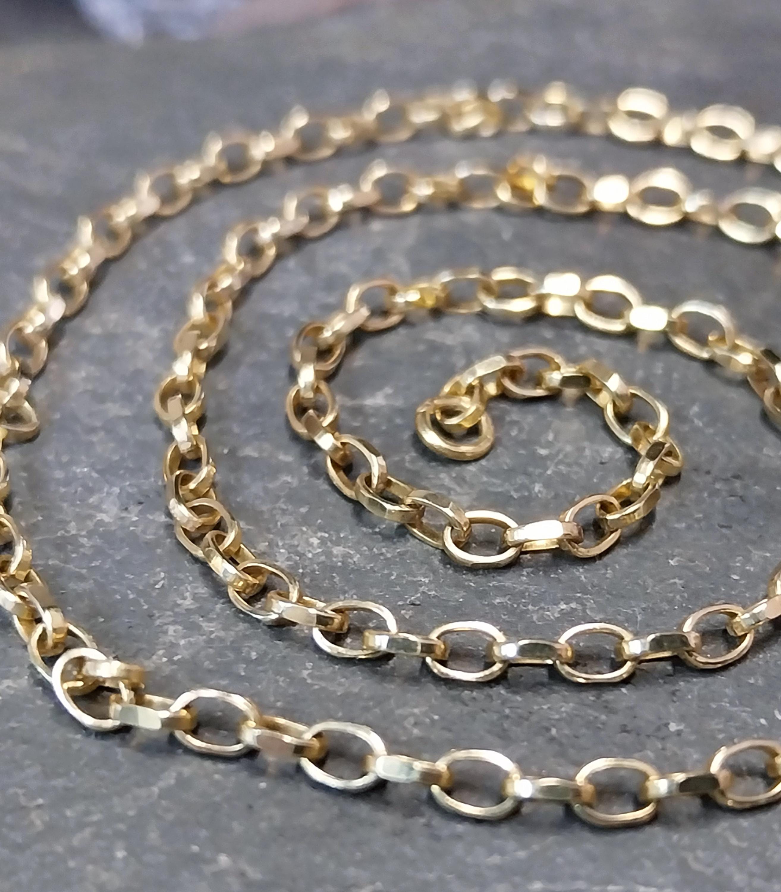 Vintage 9ct GOLD BELCHER CHAIN Necklace - 18" Long - 5g