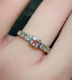 9ct WHITE GOLD Ring, Pink Morganite Solitaire - Size UK N 1/2 (us 7) 2.3g